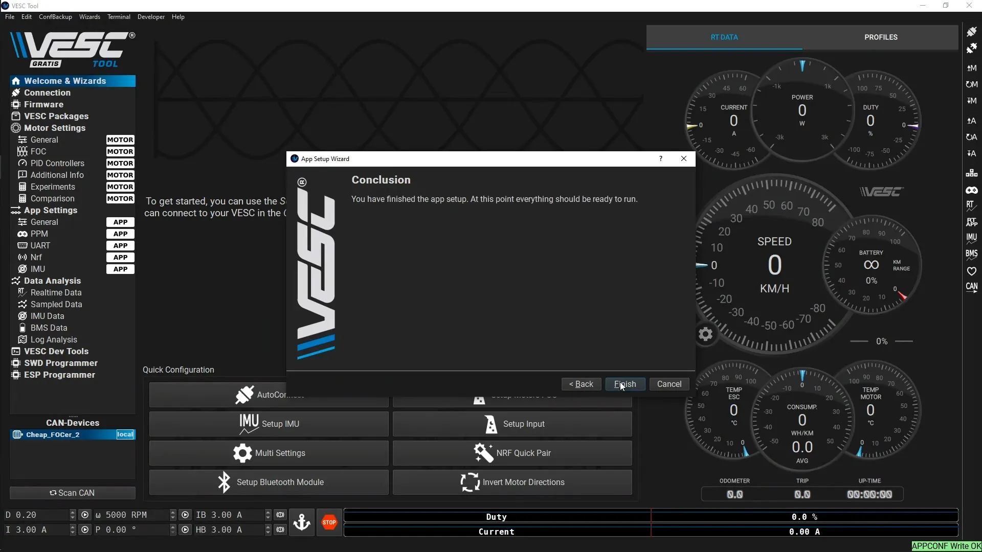 Vertile CFOCer VESC Tool: Conclusion.